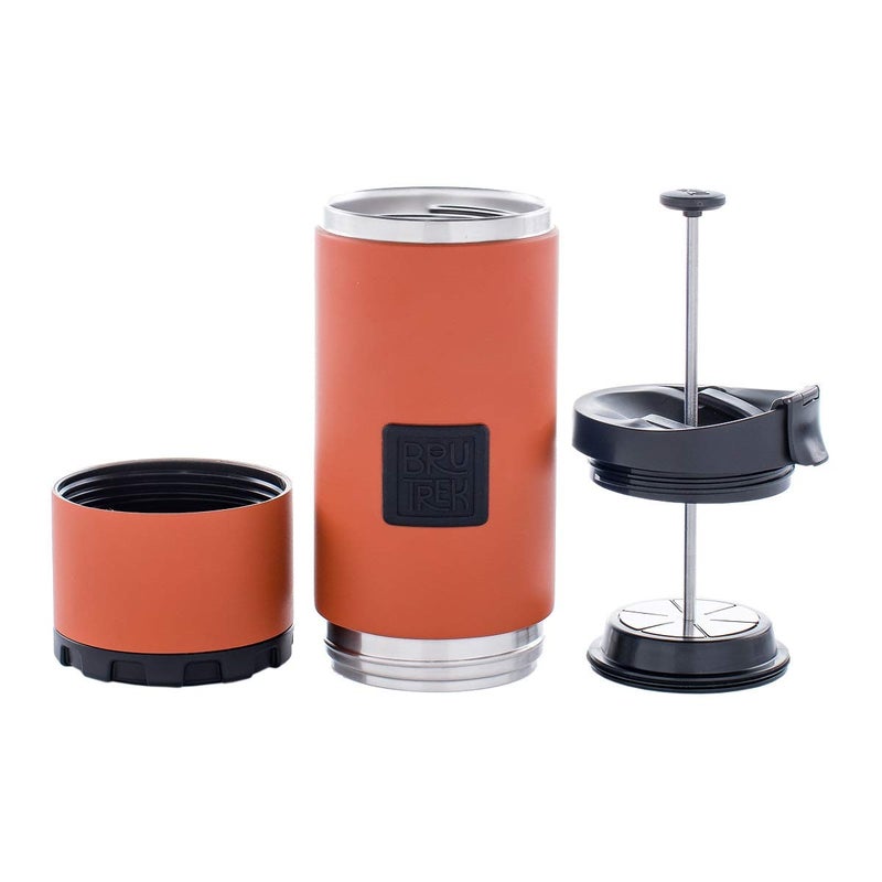 BruTrek OVRLNDR Travel Coffee French Press, 24 fl.oz Drinkable Capacity, Vacuum Insulated, Easy To Clean Removable Bottom, No Spill Lid, On The Go Coffee Brewing (Red Rock) - Image 2